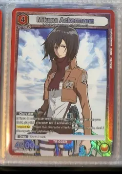 Union Arena Attack on Titan Card Lot Mikasa Ackermann Eren Jaeger Foil Rare - Image 2