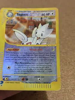 Togetic 39/147 Holo Reverse Set Aquapolis Rare Card Pokemon English Poor Played - Image 3