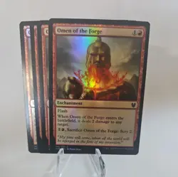 x4MTG Omen of the Forge FOIL #145/254 Theros Beyond Death Common THB NM/M - Image 1