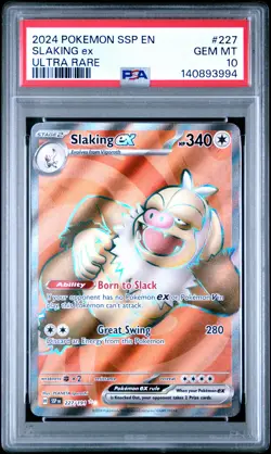 2024 POKEMON SSP EN-SURGING SPARKS ULTRA RARE #227 SLAKING EX PSA 10 - Image 1