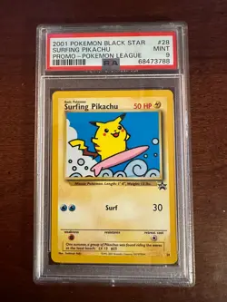 Pokemon League Black Star Surfing Pikachu Promo #28 PSA9 Cert # 68473788 - Image 2