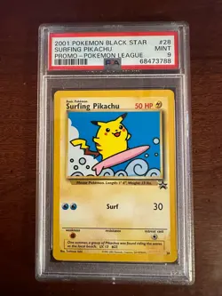 Pokemon League Black Star Surfing Pikachu Promo #28 PSA9 Cert # 68473788 - Image 3