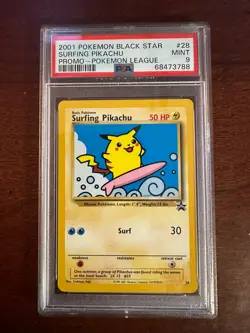 Pokemon League Black Star Surfing Pikachu Promo #28 PSA9 Cert # 68473788 - Image 4