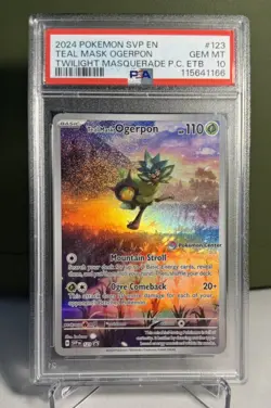 2024 POKEMON TWM POKEMON CENTER ETB PROMO SVP #123 TEAL MASK OGERPON PSA 10 - Image 1