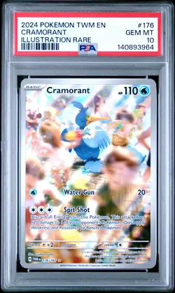2024 POKEMON TWM EN-TWILIGHT MASQUERADE ILLUSTRATION RARE #176 CRAMORANT PSA 10 - Image 1