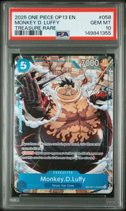 One Piece OP13 Carrying On His Will Monkey D Luffy OP11-058 Treasure Rare PSA 10 - Image 1