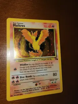 Pokemon Moltres Fossil 12/62 Holo Rare Unlimited 70 HP English 1999 Pokemon Card - Image 3