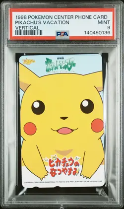 1998 POKEMON CENTER PHONE CARD VERT PIKACHU'S VACATION PSA 9 - Image 1