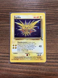Pokemon TCG Zapdos Holo Rare Card 15/62 Fossil - Image 1