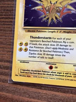 Pokemon TCG Zapdos Holo Rare Card 15/62 Fossil - Image 2