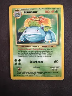 Vintage WotC Base Set Venusaur Holo 15/102 Pokemon Card – Played - Image 1