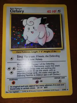 Clefairy 5/102 HOLO RARE Original Base Set Pokemon Card 1999 TCG WOTC - Image 1