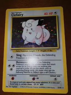 Clefairy 5/102 HOLO RARE Original Base Set Pokemon Card 1999 TCG WOTC - Image 3