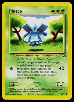 Pokemon Card Neo Discovery Pineco 61/75 Common - Image 1
