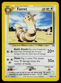 Pokemon Card Neo Genesis Furret 35/111 Uncommon - Image 1
