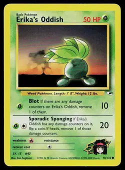 Pokemon Card Gym Heroes Erika's Oddish 78/132 Unlimited Common - Image 1