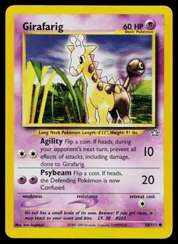 Pokemon Card Neo Genesis Girafarig 58/111 Common - Image 1