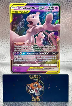 Pokemon Mewtwo & Mew GX Ultra Rare TAG TEAM 71/236 Sm-Unified Minds Holo 270 HP - Image 1
