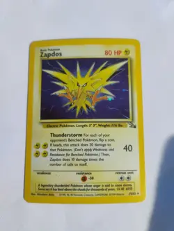Pokemon Zapdos Fossil 15/62 Holo Rare - 1995 - Image 1