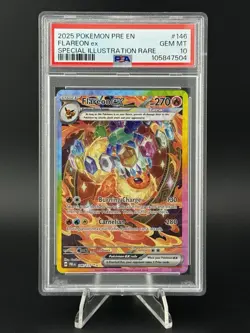2025 Pokemon Prismatic Evolutions Flareon EX #146 SIR PSA 10 GEM MINT - Image 1