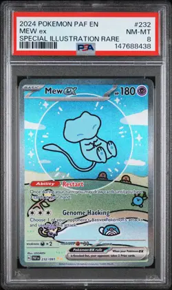 2024 POKEMON PAF EN-PALDEAN FATES SPECIAL ILLUSTRATION RARE #232 MEW EX PSA 8 - Image 1