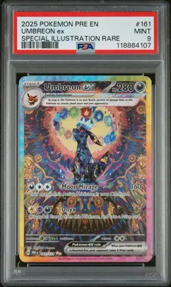Pokemon 2025 Umbreon ex 161/131 Full Art SIR Prismatic Evolutions PSA 9 - Image 1