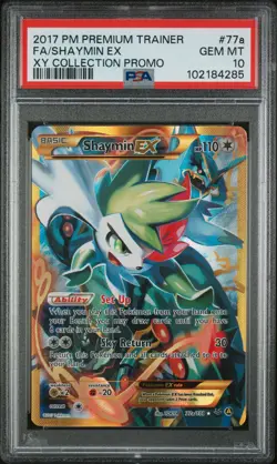 2017 POKEMON PREM TRAINER XY COLL PROMO #77A FULL ART/SHAYMIN EX PSA 10 - Image 1