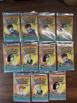 Pokemon TCG 1st Edition Gym heroes Booster Packs Lot (11) Factory Sealed - Image 1