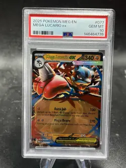 2025 POKEMON MEG EN-MEGA EVOLUTION #077 MEGA LUCARIO EX PSA 10 - Image 1