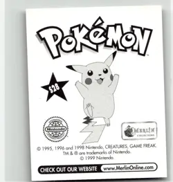 1999 Misty S28 Special Glitter Insert Pokemon Sticker Topps Merlin Nintendo - Image 2