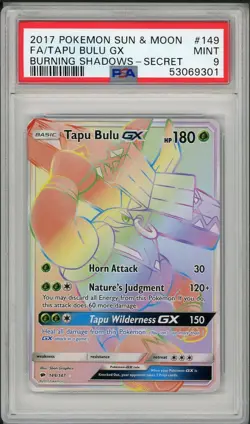 2017 Pokemon Sun & Moon Burning Shadows Tapu Bulu GX Full Art #149 PSA 9 - Image 1