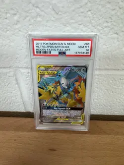 2019 POKEMON SUN & MOON #66 FULL ART/MOLTRES & ZAPDOS & ARTICUNO GX PSA 10 - Image 1