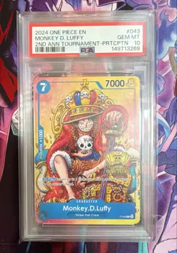 Monkey.D.Luffy (2nd Anniversary Stamped Promo) P-043 One Piece Promotion PSA 10 - Image 1
