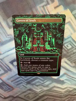 MTG Foil Borderless Cavern of Souls 0410f Neon Green Ink NM Unplayed LCI - Image 2