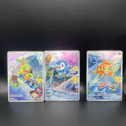 Pokemon first partners Turtwig Piplup Chimchar Basic Holo Card Lot 3 English - Image 1