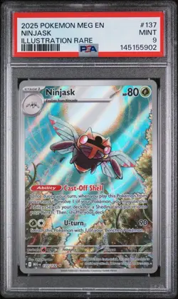 Pokemon Ninjask Illustration Rare Holo PSA 9 Me01 Mega Evolution 2025 EN - Image 1