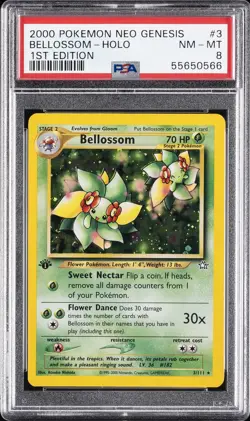 2000 POKEMON NEO GENESIS 1ST ED #3 BELLOSSOM-HOLO PSA 8 - Image 1
