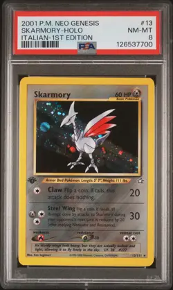 2001 POKEMON ITALIAN NEO GENESIS 1ST ED #13 SKARMORY-HOLO PSA 8 - Image 1