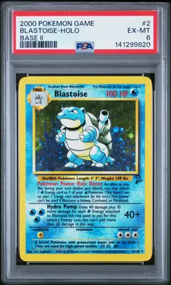 2000 POKEMON BASE SET 2 #2 BLASTOISE-HOLO PSA 6 - Image 1