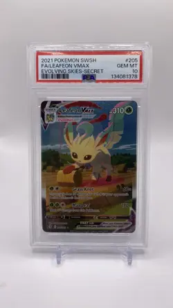 Pokemon Leafeon VMAX Secret Rare Alt Art Evolving Skies Holo #205 PSA 10 - Image 1