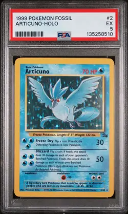 1999 Articuno-Holo 2 Pokemon Fossil PSA 5 - Image 1