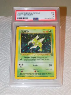 Scyther PSA 5 EX 1999 Pokemon Jungle Holofoil #10 - Image 1