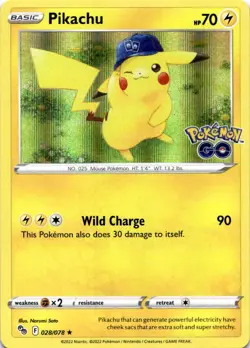 Pikachu (28) Holo Rare Pokemon GO 028/078 NM - Image 1
