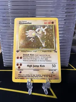 Hitmonlee 1st Edition Holo Rare 7/62 Pokemon Fossil - MP - Image 1