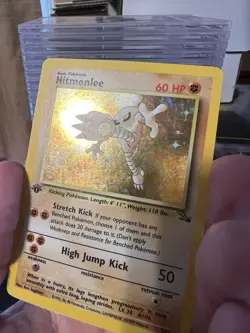 Hitmonlee 1st Edition Holo Rare 7/62 Pokemon Fossil - MP - Image 3