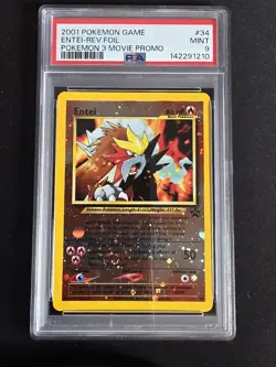 Pokemon Entei 2001 Reverse Holo Black Star Promo #34 PSA 9 Perfect Swirl - Image 1