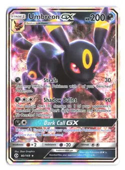 Pokemon Umbreon GX Full Art Ultra Rare Holo 80/149 Sun & Moon SM Base Set C - Image 1