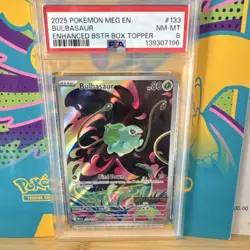 Pokemon Bulbasaur 133/132 Me01: Mega Evolution Illustration Rare Holo PSA 8 - Image 1