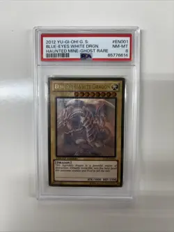 Konami Yu-Gi-Oh! Blue-Eyes White Dragon Ghost Rare Haunted Mine GLD5-EN001 PSA 8 - Image 4