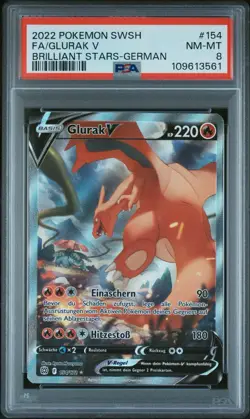 Glurak V FA 154/172 – Brilliant Stars (DE) – PSA 8 Mint – Pokemon Karte - Image 1